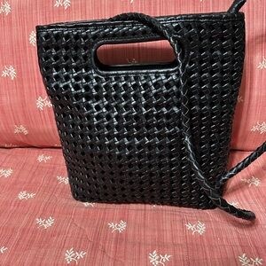 Bembien Black Woven Leather Shoulder Bag